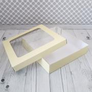 Коробка для кейтеринга 37*37*8 с окном Бордо НКУ-19-со-Бордо