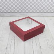 Коробка для кейтеринга 25*25*8 с окном Бордо НКУ-72-со-Бордо