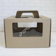 Коробка для торта 31х31х24см крафт с окном /555525