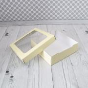 Коробка для кейтеринга 25*25*8 с окном Ваниль НКУ-72-со-Ваниль